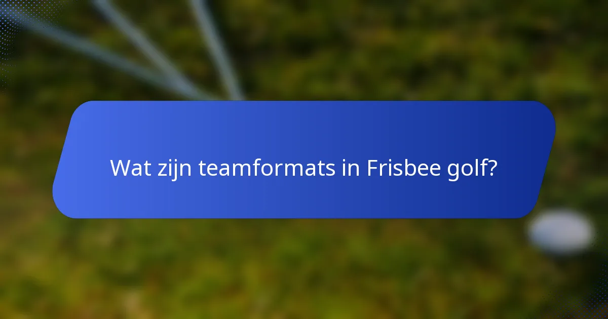 Wat zijn teamformats in Frisbee golf?